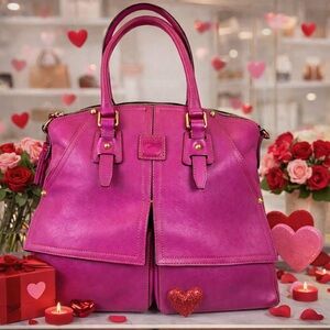 Dooney & Bourke Florentine Rare Pink Violet Clayton Satchel Hand Shoulder Bag